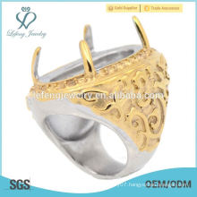 In stock stainless steel gold ring Indonesia cincin four claw casting ring 2015